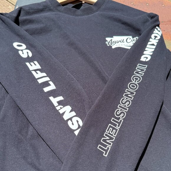 EUC Love Joy Black Long Sleeve Anvil Cat Heavy T-Shirt Limited Release - Picture 1 of 7